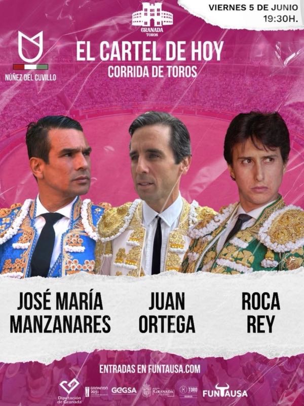 Orden de Lidia de los toros de Núñez del Cuvillo para tercera de la feria del Corpus de Granada
