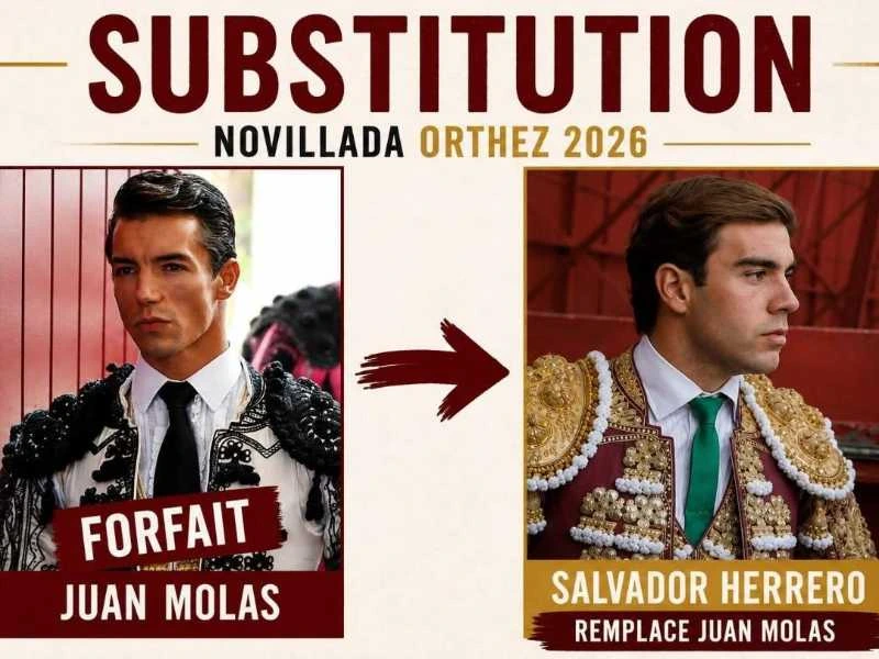 Salvador Herrero entra por Juan Molas en la novillada de Orthez