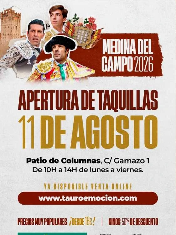 Medina del Campo abre este martes la taquilla de su Feria Taurina 2026